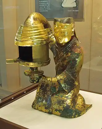 Changxin Palace Lantern – a lamp with an adjustable sliding shutter, dated 173 BCE.