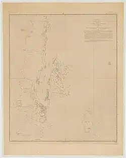 Chart of Great Andaman showing parts surveyed by Blair in 1788-1789, including Barren Island and Invisible Bank