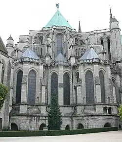 The choir and the apse chapels of Chartres Cathedral, except for the crypts already polygonal