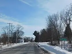 County Route&nbsp;49 southbound entering the hamlet of Kiantone.