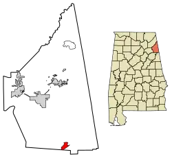 Location of Spring Garden in Cherokee County, Alabama.