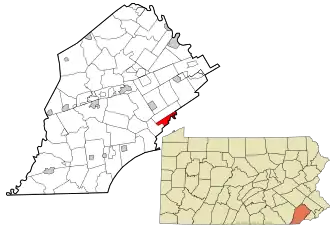 Location of Thornbury Township in Chester County and of Chester County in Pennsylvania