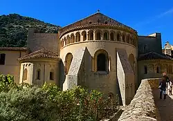 Romanesque apse of Saint-Guilhem-le-Désert, in Hérault, France - the monastery William of Gellone founded in 804 and entered in 806.