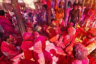 Gathering of devotees on the occasion of Holi in Temple premises