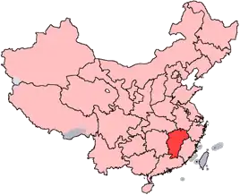 Location of Jiangxi