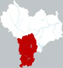 Location of Jiangshan City within Quzhou