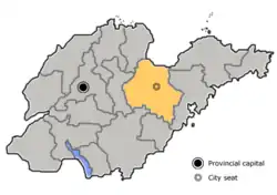 Location of Weifang City jurisdiction in Shandong