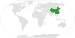 Map indicating locations of China and Panama