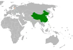 Map indicating locations of China and Estonia