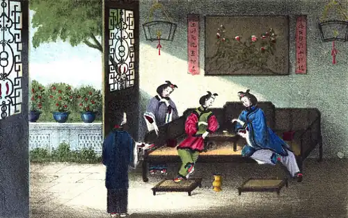 Chinese Room with Three Young Ladies