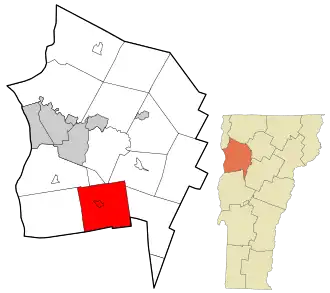 Location in Chittenden County and the state of Vermont.