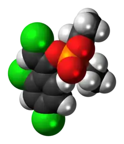 Space-filling model of the (Z)-chlorfenvinphos molecule