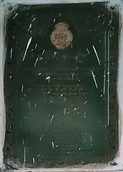 A plaque, ostensibly installed by the Royal Engineers during their stay at Mhow