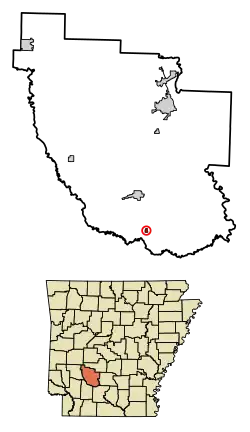 Location of Whelen Springs in Clark County, Arkansas.