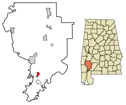Location of Rockville in Clarke County, Alabama.