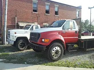Class 6 2002 Ford F-650 in front (GVWR: 26000 lb), 1989 Ford F-600 in back (GVWR: 20,200 pounds (9.2&nbsp;t)
