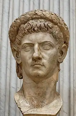 Bust of Emperor Claudius, c. 50 CE, (reworked from a bust of emperor Caligula), It was found in the so-called Otricoli basilica in Lanuvium, Italy, Vatican Museums