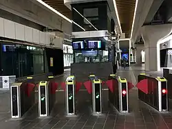 Myki fair gates at Clayton station.