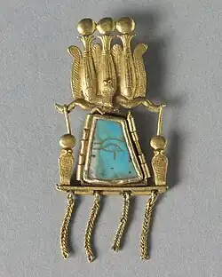 Pendant; circa 1069 BC; gold and turquoise; overall: 5.1 x 2.3&nbsp;cm; Cleveland Museum of Art (Cleveland, USA)