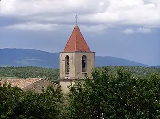 The bell tower of the Church of Pierrerue