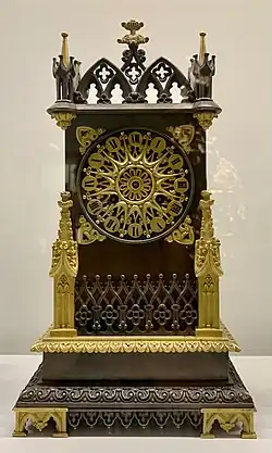 Gothic Revival clock, c. 1835&nbsp;– c. 1850, gilt and patinated bronze, Museum of Decorative Arts, Paris