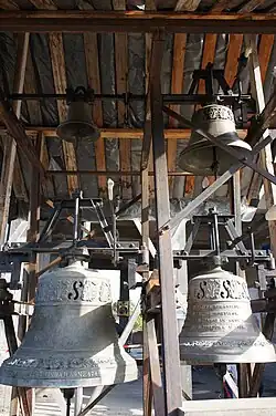 Functional church bells in the Merry Cemetery.