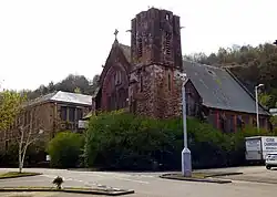 The school (left) and church (right)