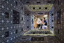 A model of a Tetrix viewed through the center of the Cambridge Level-3 MegaMenger at the 2015 Cambridge Science Festival