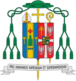 Coat of arms of Lino Rasdesales Gonzaga, Bishop of Palo, designed by Madriaga in 1951.