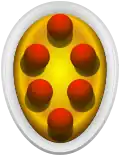 The intermediate coat of arms of the Medici, Or, six balls in orle gules
