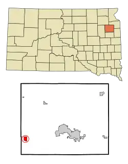 Location in Codington County and the state of South Dakota