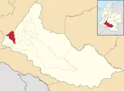 Location of the municipality and town of Belén de Andaquies in the Caquetá Department of Colombia.