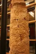 Column with bacchic motifs (vines and grapes), partly reassembled in the Vieux-la-Romaine archaeological museum&nbsp;[fr].