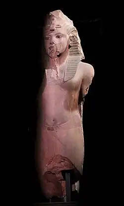 Colossal statue of Tutankhamun, c. 1355&nbsp;– c. 1315 BC, painted quartzite, Grand Egyptian Museum, Giza, Egypt
