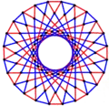 3{8}2, or , with 72 vertices in black, and 48 3-edges colored in 2 sets of 3-edges in red and blue[11]