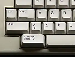 The compose key on a DEC LK201 keyboard is the leftmost key on the bottom row.
