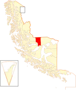 Location of the Laguna Blanca commune in the Magallanes Region