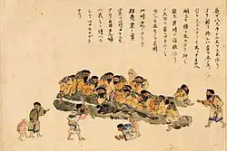 From the 1847 copy by Matsuura Takeshirō (Municipal Tangible Cultural Property)[15] of Murakami Shimanojō's 1800 Curious Sights of the Island of Ezo (Hakodate City Central Library (ja))