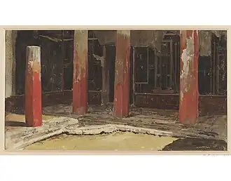 Watercolor of Women's apartments in the House of Sallust by Luigi Bazzani