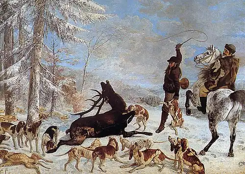 Gustave Courbet, Killing a Deer, 1867, oil on canvas, 355 × 505 cm.