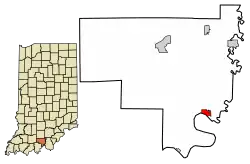 Location of Leavenworth in Crawford County, Indiana.