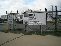 Truck and auto entrance to Croxton Yard on County Road in Jersey City