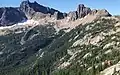 Cutthroat Peak (left) and Molar Tooth seen from Cutthroat Pass