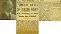 Cyrus W. Davis' death.
