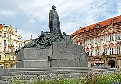 Image 27Monument to Master Jan Hus, a religious reformer and philosopher in Prague (from History of the Czech lands)