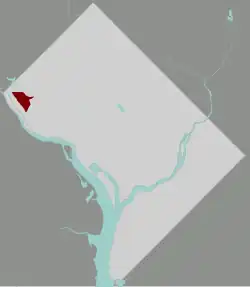 Map of Washington, D.C., with Kent highlighted in red