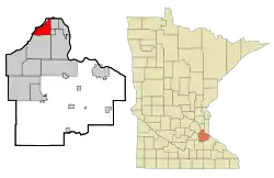Location of the city of Mendota Heights within Dakota County, Minnesota