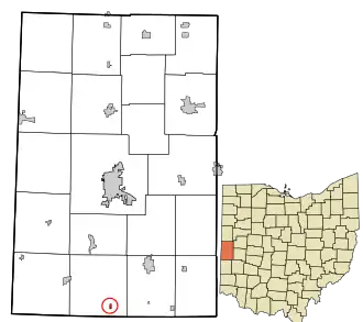Location in Darke County and the state of Ohio.