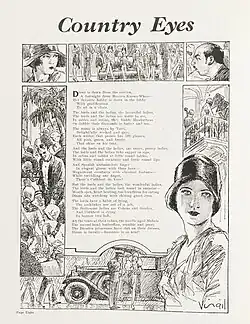 'Country Eyes', page 8 of Darlinghurst Nights by Kenneth Slessor (poetry) and Virgil Reilly (illustrations), published in 1933.