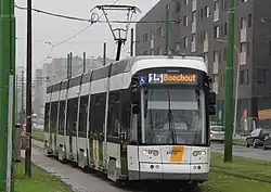 Seven-section Bombardier Flexity 2 low-floor car in Antwerp, Belgium